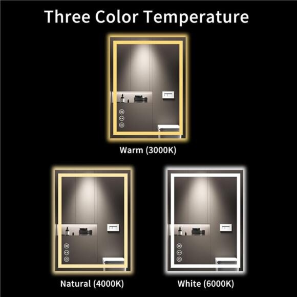 24X32 LED Bathroom Mirror with Lights, Anti-Fog, Dimmable, Backlit + Front Lit - Picture 4 of 7